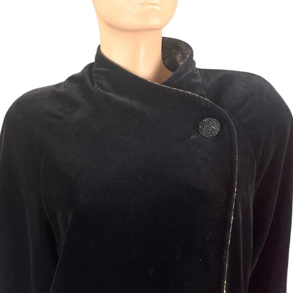 Vintage J.L. deBall Cattvia Black Long Velvet Opera Jacket Coat Duster Lined - Picture 12 of 15